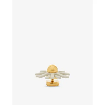 Loewe Womens White  X Paula's Ibiza Flower Leather And Brass Pin In Yellow