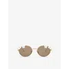 Loewe Daisy Field Round-frame Metal Sunglasses In White