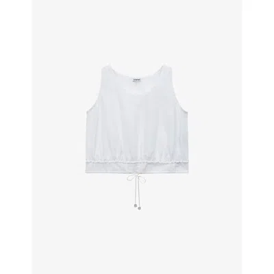Loewe Womens White Scoop-neck Cropped Cotton Top