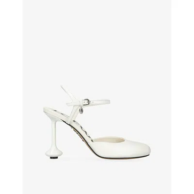LOEWE WOMENS WHITE TOY 90 ANKLE STRAP LEATHER PUMPS EUR 38/5 UK