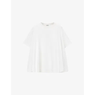 Loewe Womens White Trapeze Round-neck Cotton-blend Top