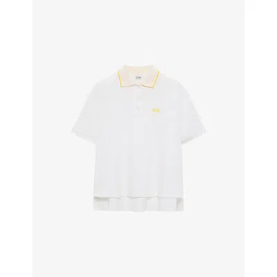 Loewe Womens White Trapeze-fit Cotton Piqué Polo T-shirt