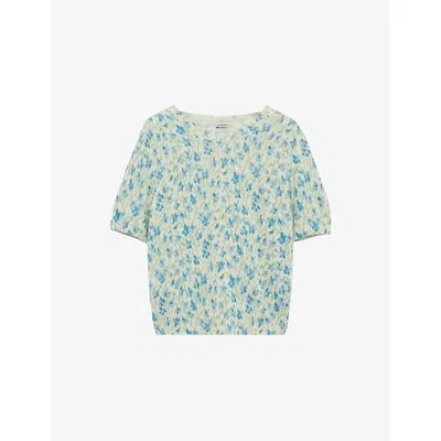 LOEWE WOMENS LOEWE FLORAL-INTARSIA SHORT-SLEEVED COTTON-BLEND JUMPER