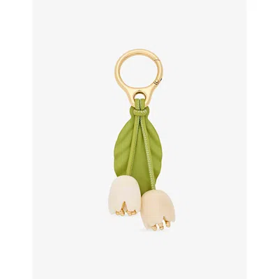 Loewe Womens White/green  X Paula's Ibiza Flower Leather Bag Charm