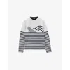 Loewe Embroidered Jacquard-knit Wool-blend Sweater In White/navy
