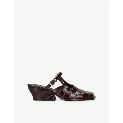 Loewe Womens Wine Onda Leather Mules Eur 39 / 6 Uk In Burgundy
