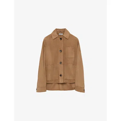 Loewe Womens Workwear Suede Jacket Tan In Brown