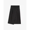Loewe Womens Charcoal Melange Asymmetric Branded-waistband Wool-cashmere Blend Midi Skirt In Black