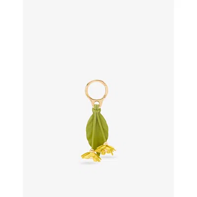 Loewe Womens Yellow/green Chamomile Flower Leather Bag Charm