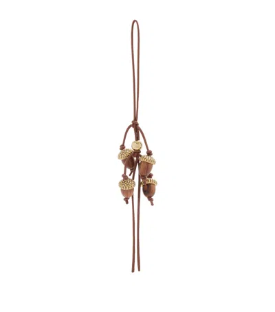 Loewe Wood-leather Acorn Bag Charm In Gold