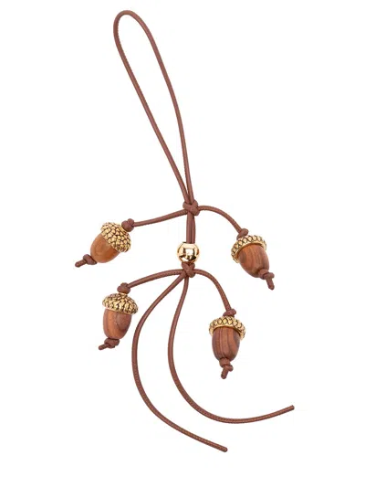 Loewe `wooden Acorn` Charm In Brown