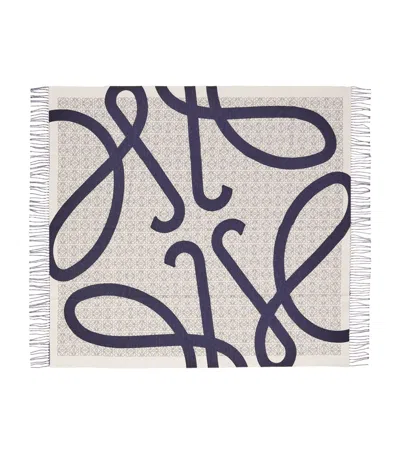 Loewe Wool Anagram Blanket In Navy