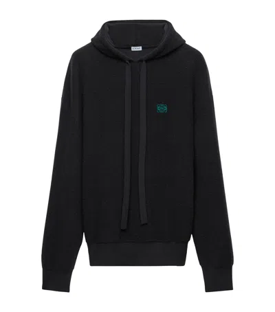 Loewe Wool Anagram Hoodie In Black
