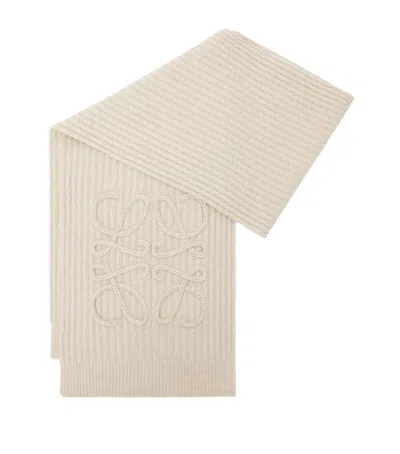Loewe Wool Anagram Scarf In Beige