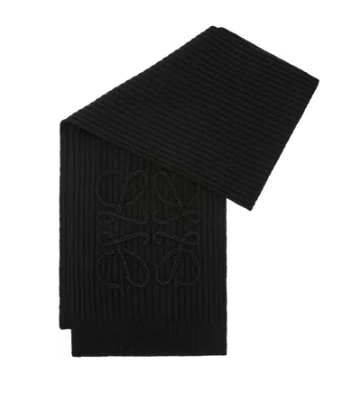 Loewe Wool Anagram Scarf In Black
