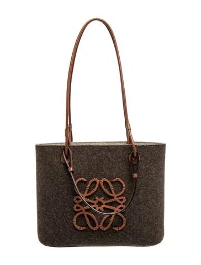 Pre-owned Loewe Wool Anagram Small In Brown