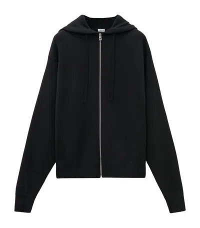 Loewe Wool Anagram Zip-up Hoodie In Black