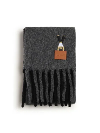 Loewe Wool And Alpaca Blend Scarf In Black