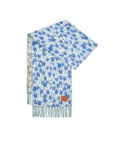 Loewe Wool And Alpaca Blend Scarf In Blue