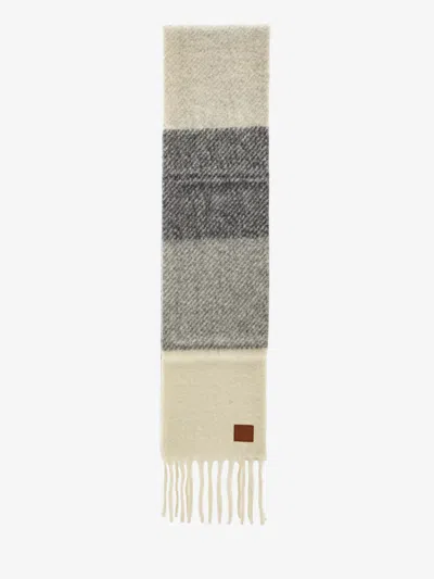 Loewe Wool And Alpaca Blend Scarf In White