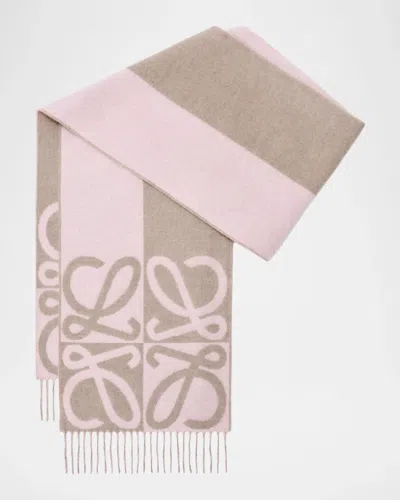 Loewe Wool And Cashmere Anagram Scarf In Brown