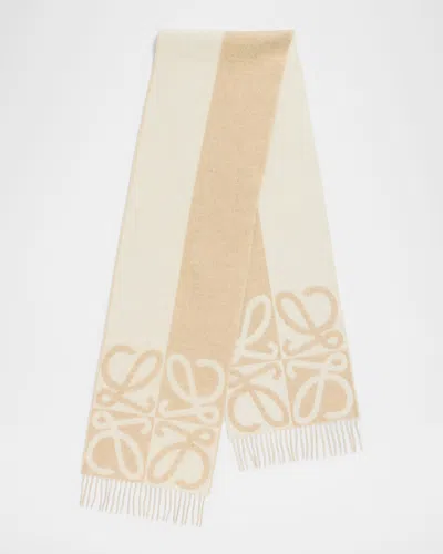 Loewe Wool And Cashmere Anagram Scarf In Neutral