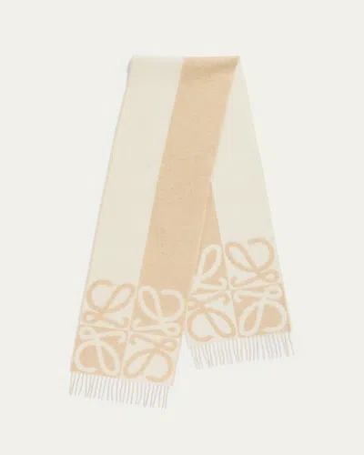 Loewe Wool And Cashmere Anagram Scarf In Sand