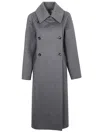 Loewe Double-breasted Coat In Gray