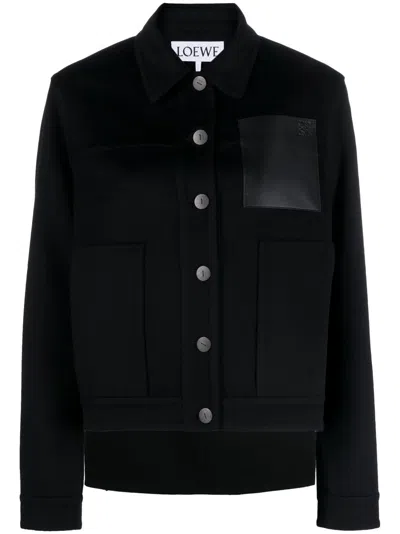 Loewe Anagram-debossed Shirt Jacket In Black