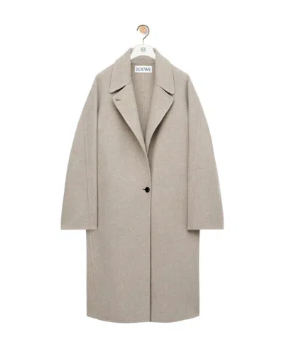 Loewe Wool And Cashmere Blended Coat In Nude