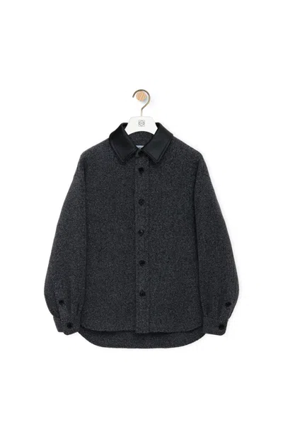Loewe Wool And Cashmere Blended Coat Shirt In Black