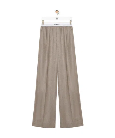 Loewe Wool And Cashmere Pleated Straight Pants In Beige