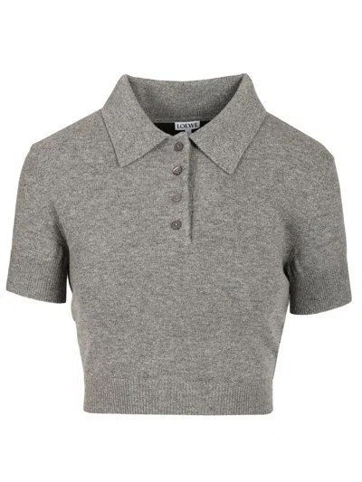 Loewe Wool And Cashmere Polo Shirt Grey