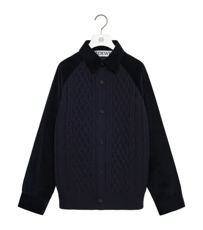 Loewe Wool And Cotton Corduroy Hybrid Overshirt In Black