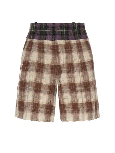 Loewe Wool And Cotton Shorts In Brown