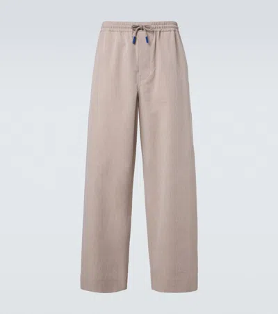 Loewe Wool And Cotton Wide-leg Pants In Brown
