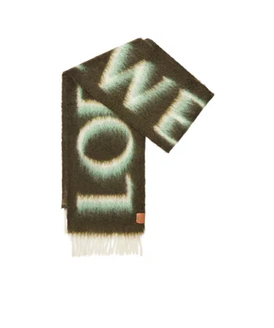 Loewe Wool And Mohair Scarf In Green