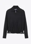 Loewe Jacket Belted Long Sleeves Point Collar In Black