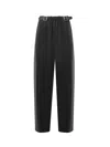 Loewe Wool And Silk Belted Trousers In Black