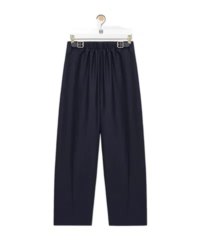LOEWE WOOL AND SILK BELTED TROUSERS