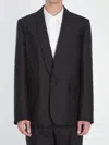 Loewe Tailored Wool Silk Jacket With Shawl Lapel In Black
