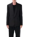 Loewe Tailored Wool Silk Jacket With Shawl Lapel In Black