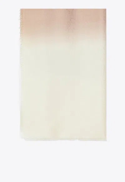 Loewe Wool And Silk Jacquard Scarf In Sand