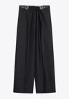 Loewe Wool And Silk Pants With Belt In Blue