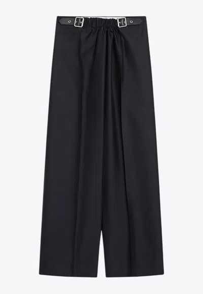 Loewe Wool And Silk Pants With Belt In Blue