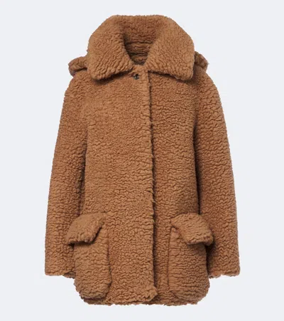 Loewe Wool And Silk Teddy Coat In Brown