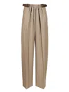 Loewe Wool And Silk Trousers Beige In Brown