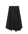 Loewe Womens Anthracite Melange Logo-embroidered Asymmetric Wool Midi Skirt In Black