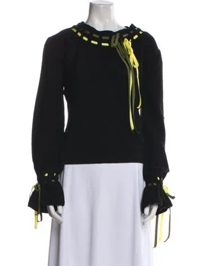 Pre-owned Loewe Wool Bateau Neckline Sweater In Black