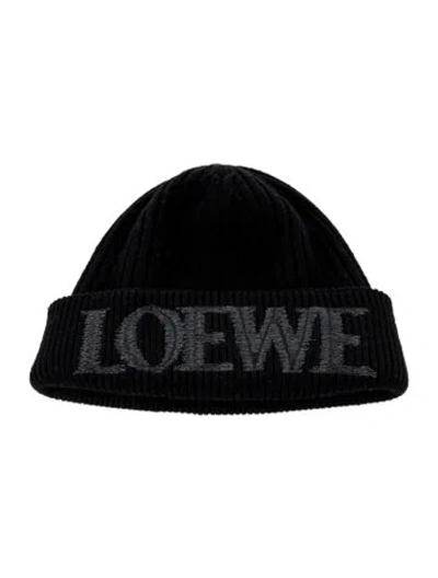 Pre-owned Loewe Wool Beanie Hat In Black